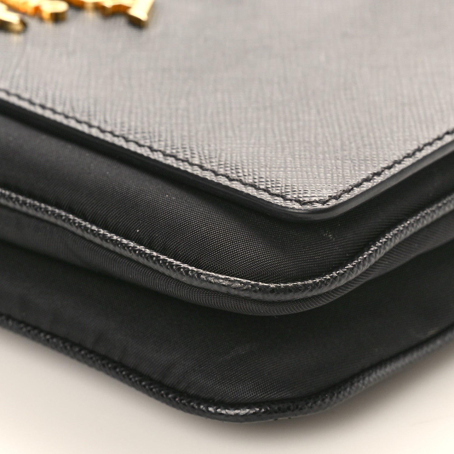 Prada Saffiano Tessuto Nylon Chain Shoulder Bag Black 9 of 9