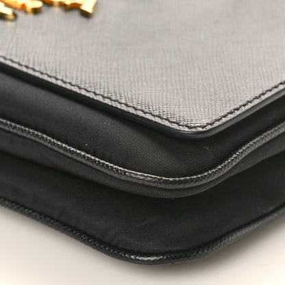 Prada Saffiano Tessuto Nylon Chain Shoulder Bag Black 9 of 9