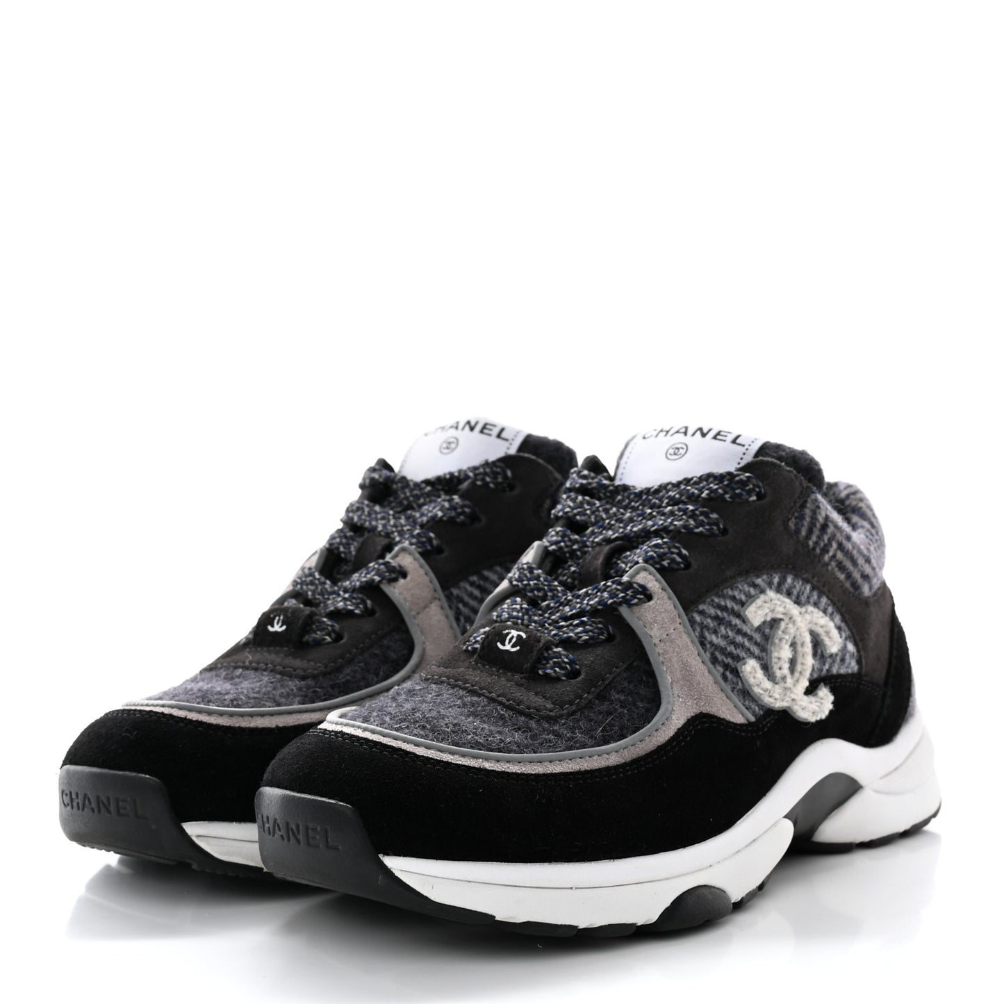 Tweed Suede Womens CC Sneakers 36 Black Grey