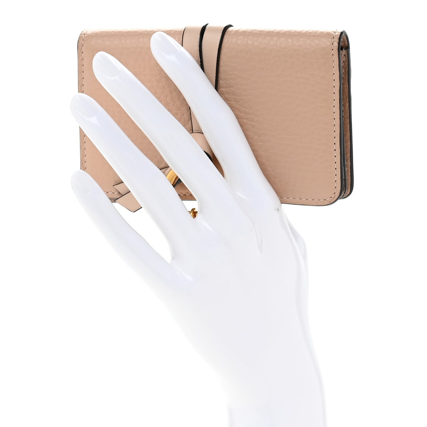 Calfskin Alphabet Card Holder Cement Pink