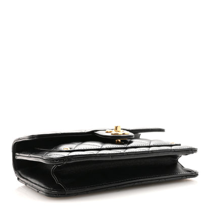 Chanel Lambskin Quilted Preppy Satchel Wallet On Chain WOC Black 4 of 12