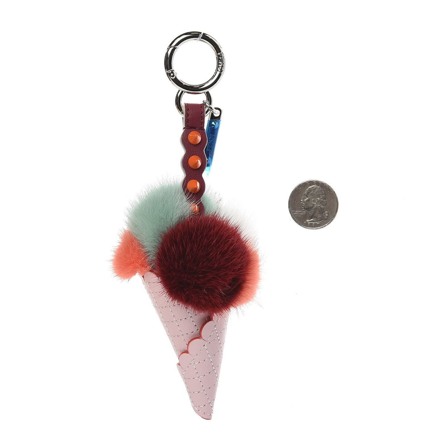 Mink Fur Calfskin Fun Fair Bag Charm Multicolor