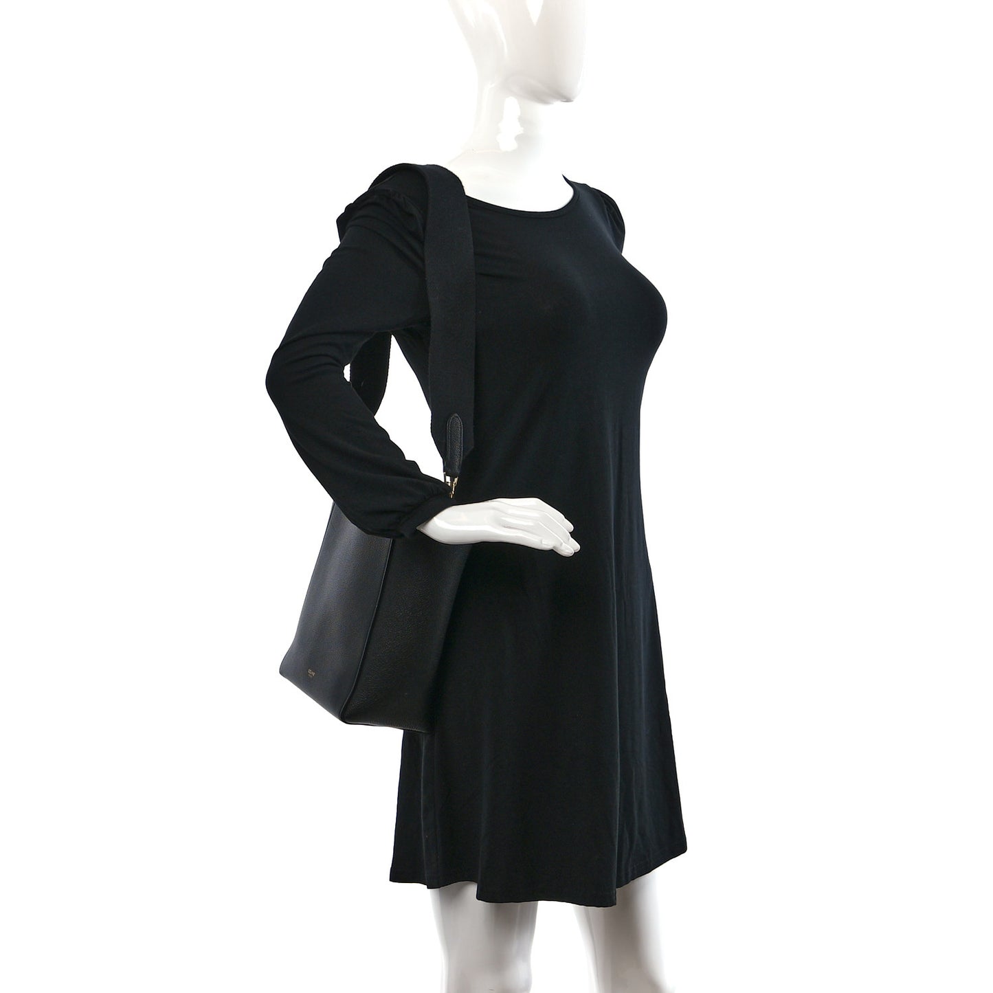 Soft Grained Calfskin Small Sangle Bucket Bag Black