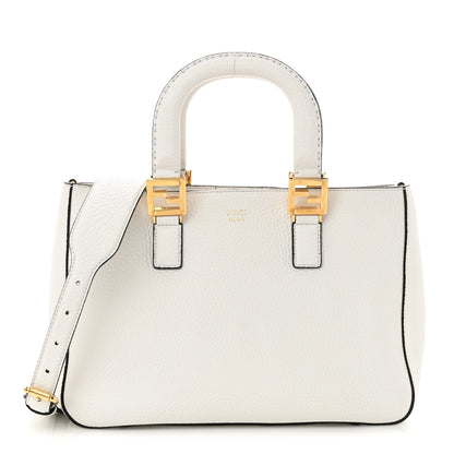 Fendi Cuoio Romano Selleria Small FF Tote White Ice 1 of 11