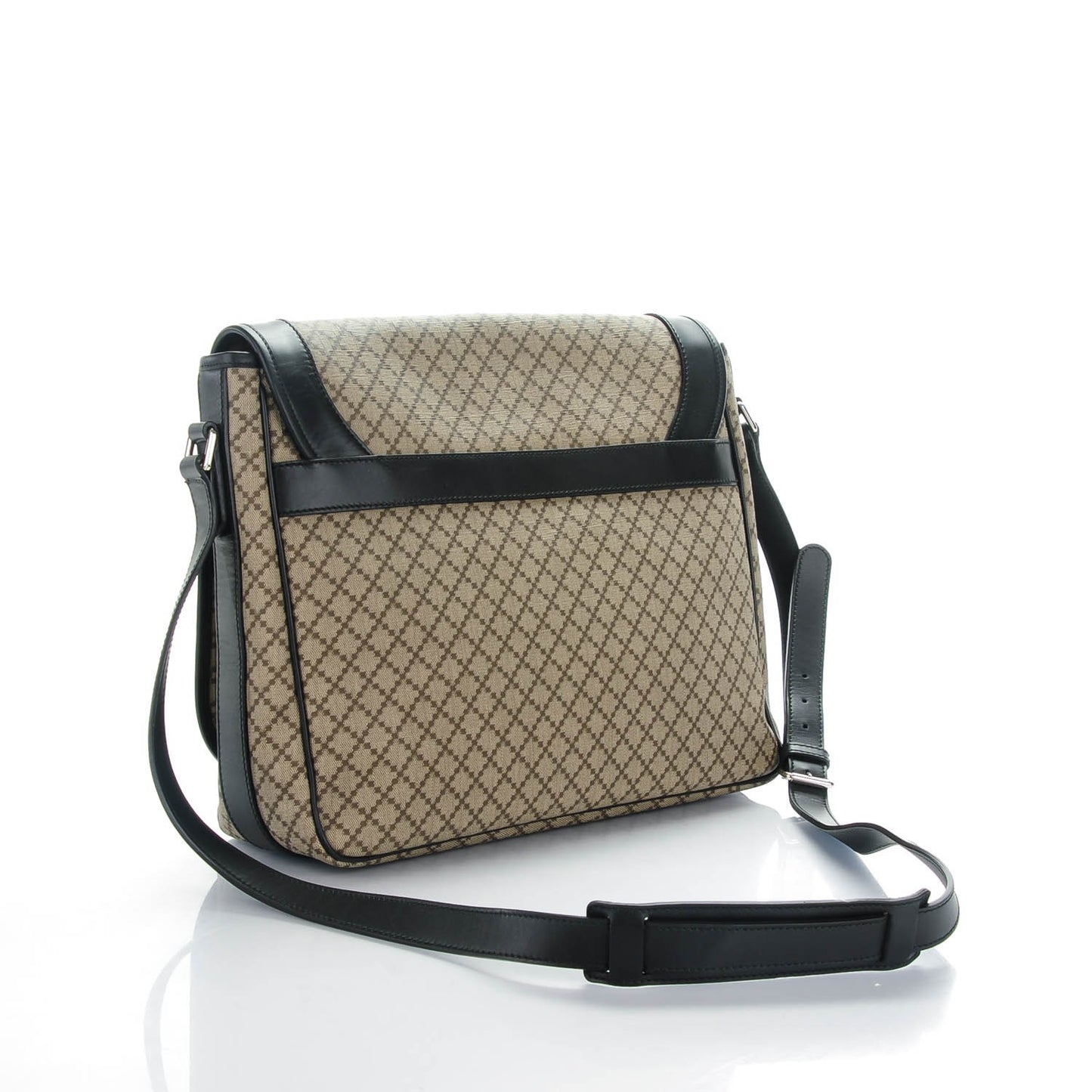 Diamante Large Flap Messenger Bag Beige Black