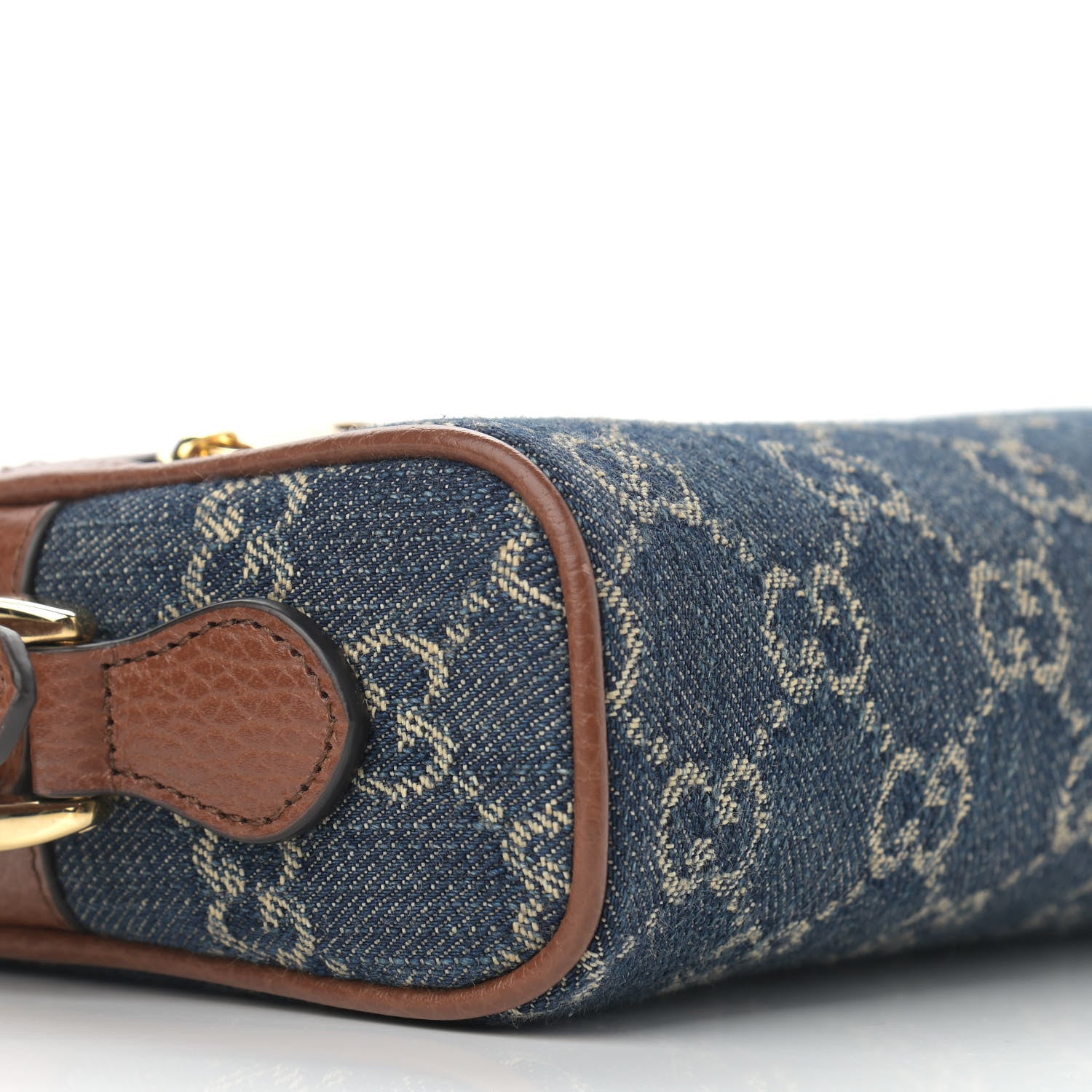 Gucci New Denim GG Monogram Dollar Calfskin Mini Ophidia Shoulder Bag Blue Tea Cuir Epilog 5 of 10