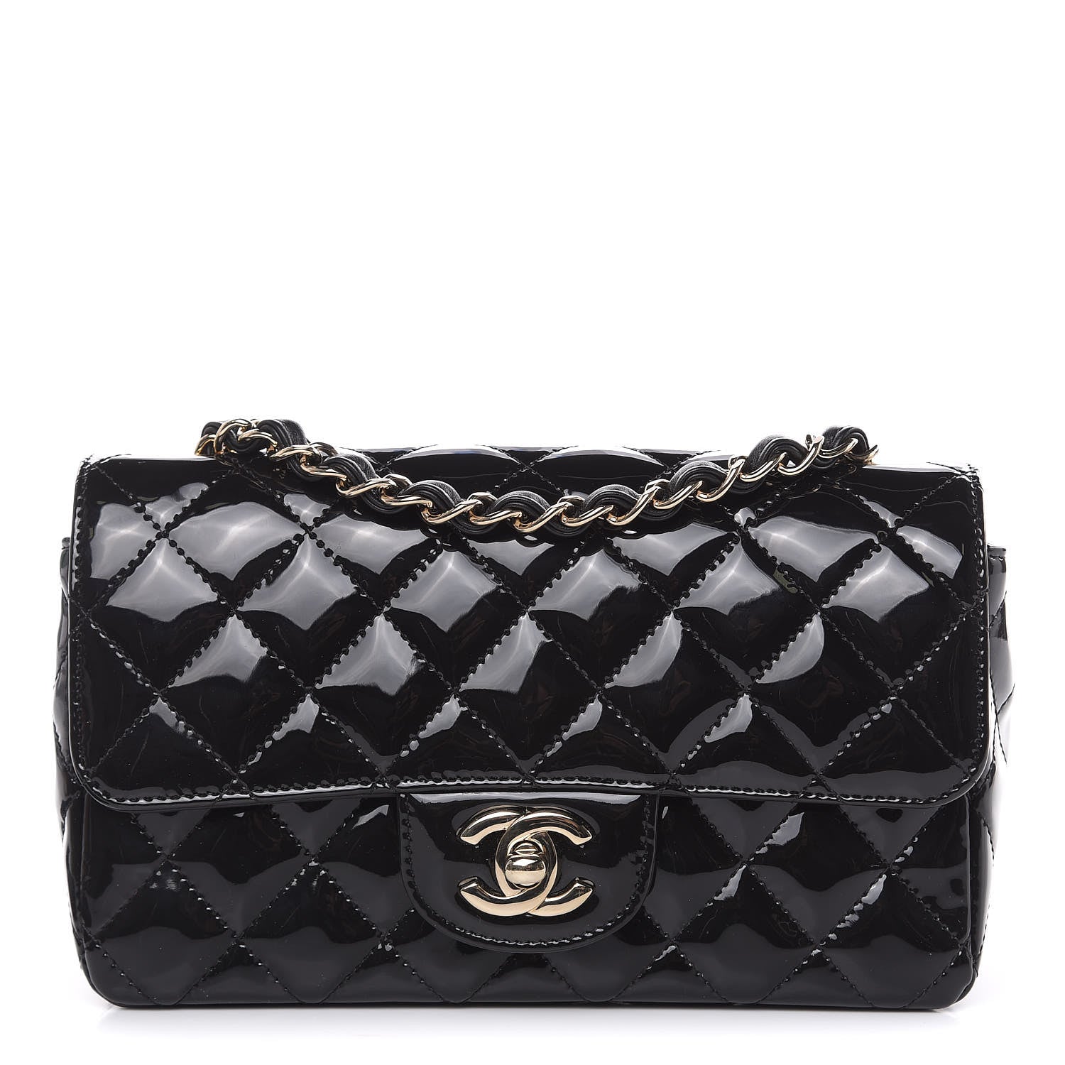 Chanel Patent Calfskin Quilted Mini Rectangular Flap Black 1 of 10