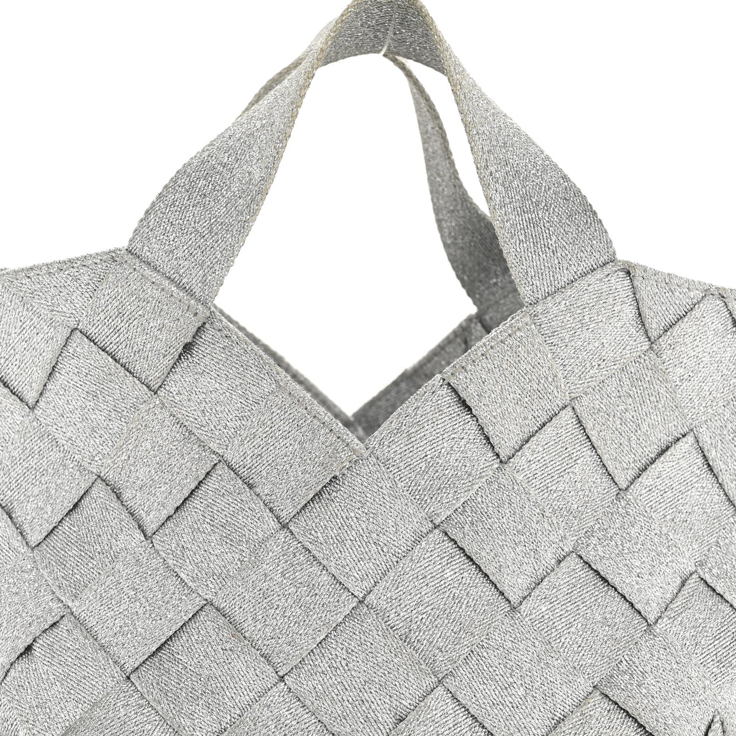 Webbing Maxi Intrecciato Mini Cassette Tote Silver