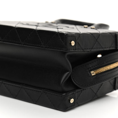 Chanel Calfskin Quilted Small Studded Square Vanity Case Black 10 of 10