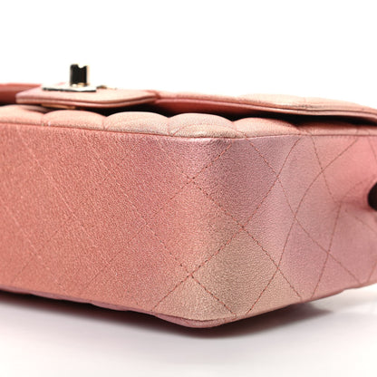 Chanel Metallic Lambskin Quilted Ombre Mini Rectangular Flap Pink 9 of 10