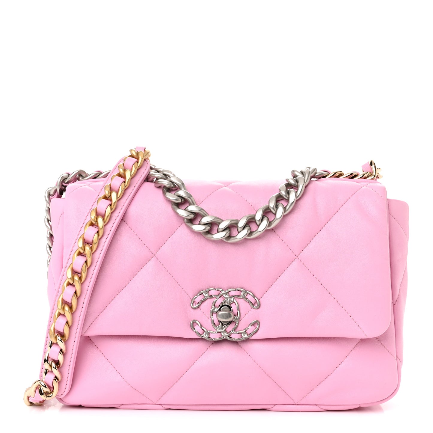 Lambskin Quilted Medium Chanel 19 Flap Pink