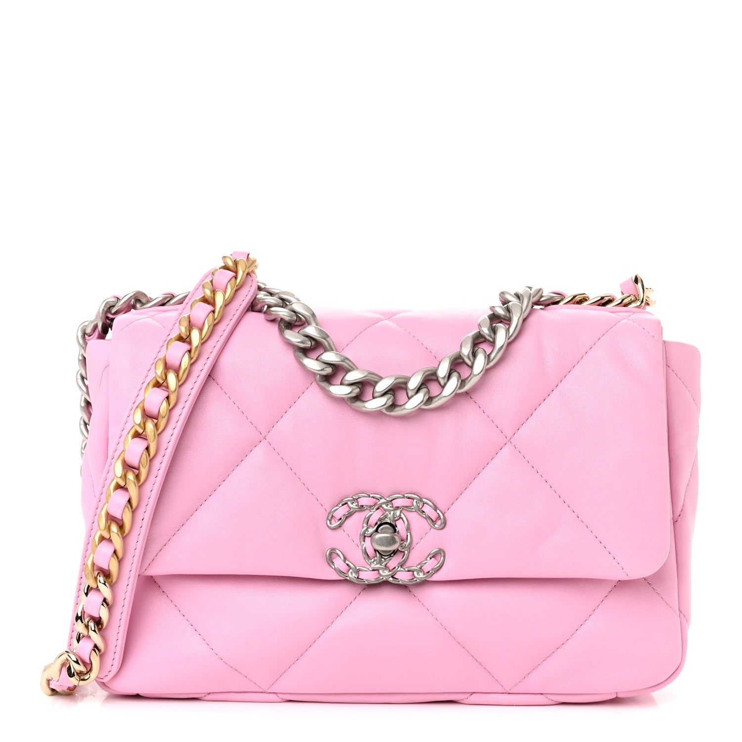 Chanel Lambskin Quilted Medium Chanel 19 Flap Pink 1 of 10