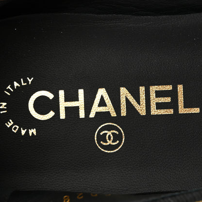 Chanel Laminated Suede Goatskin Cap Toe CC Ballerina Flats 40 Gold 6 of 9