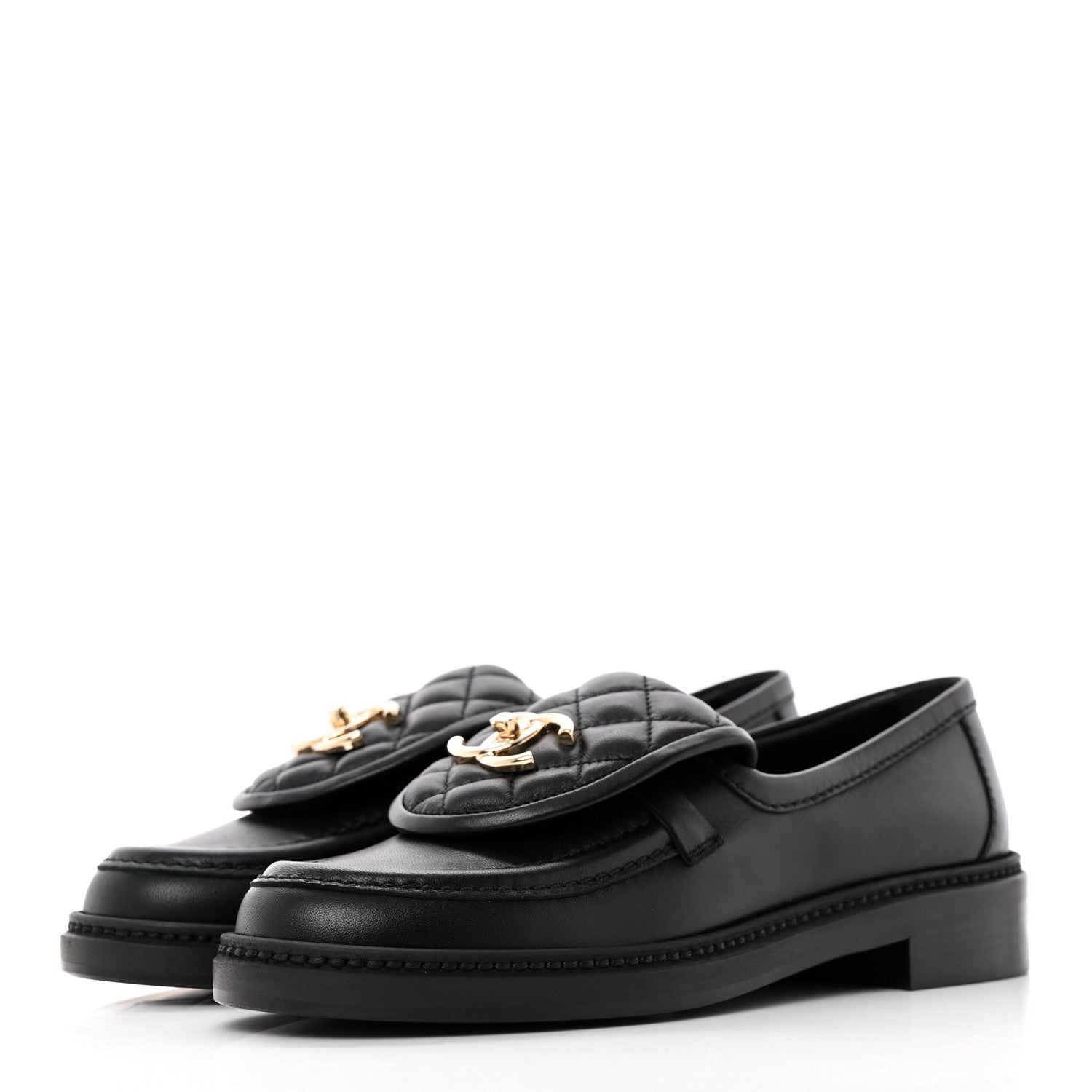 Chanel Lambskin Quilted CC Turnlock Loafers 36 Black 3 of 9