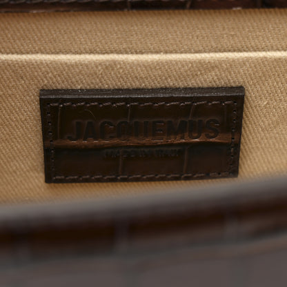 Jacquemus Calfskin Crocodile Embossed Le Chiquito Long Dark Brown 6 of 9
