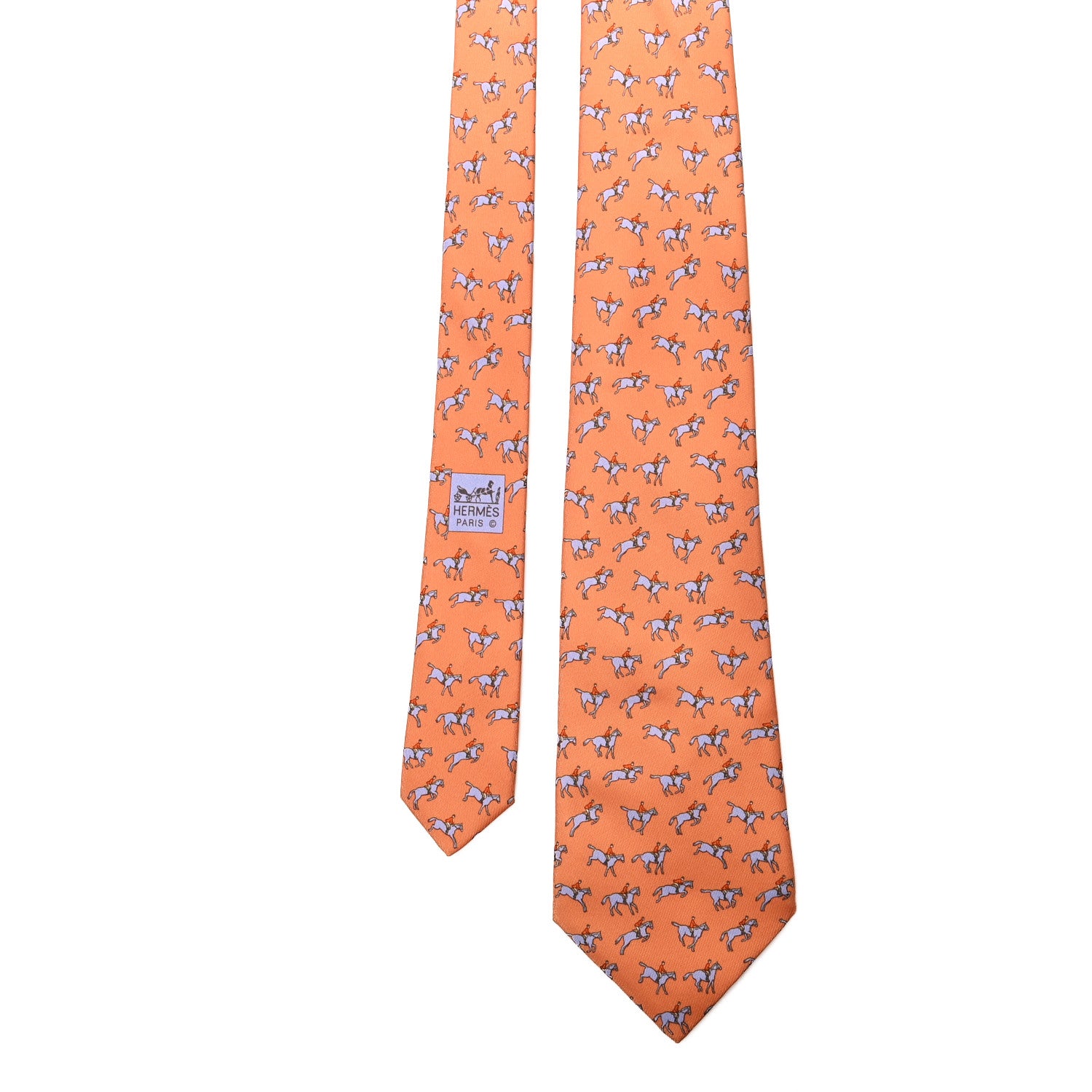 Hermes Printed Silk Mens Neck Tie Orange 1 of 5