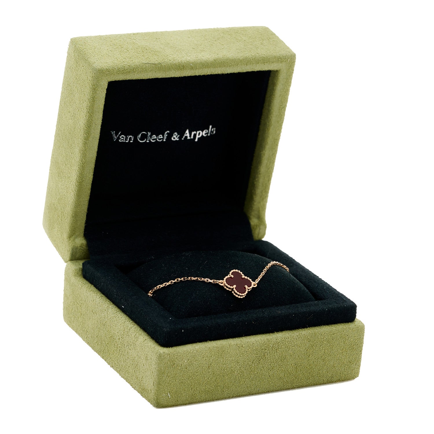 Van Cleef & Arpels 18K Rose Gold Carnelian Sweet Alhambra Bracelet 5 of 5