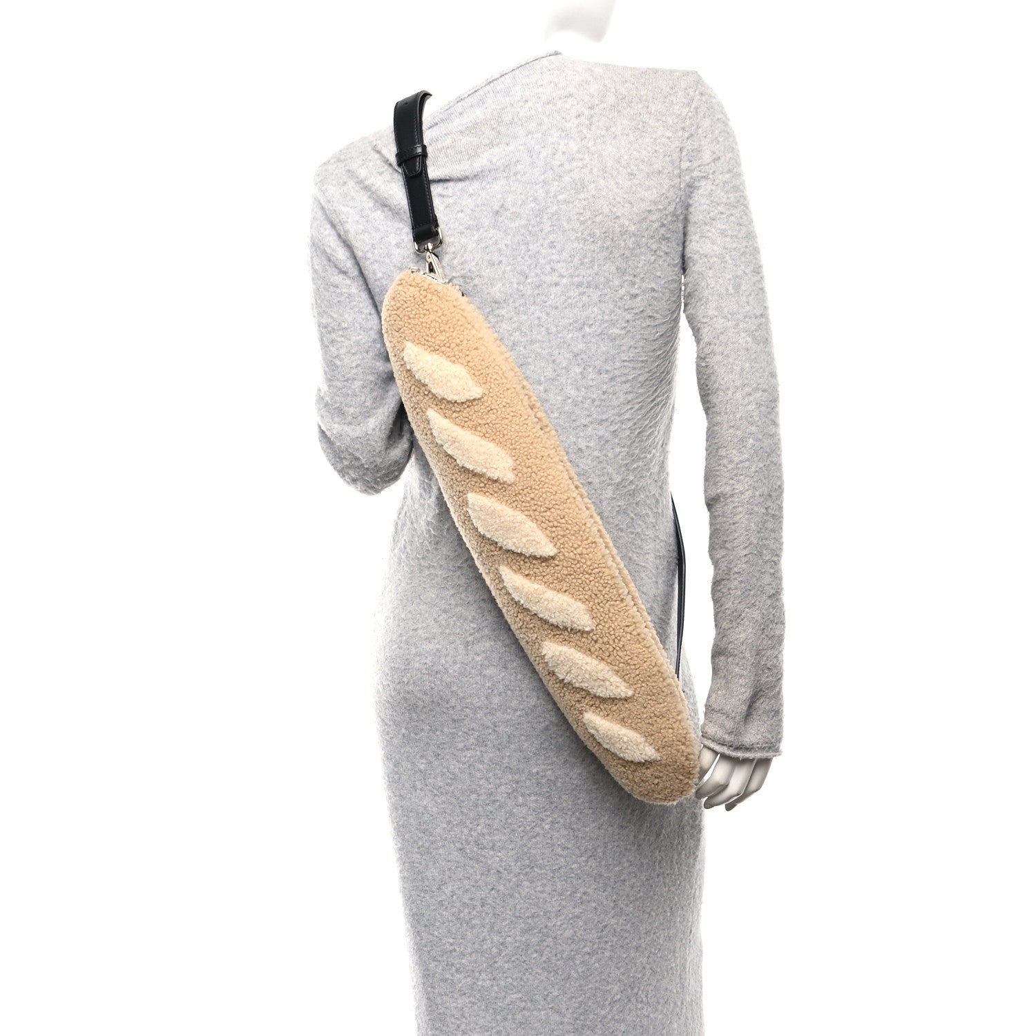 Fendi Sheepskin Baguette Bread Pouch Beige Panna 2 of 10