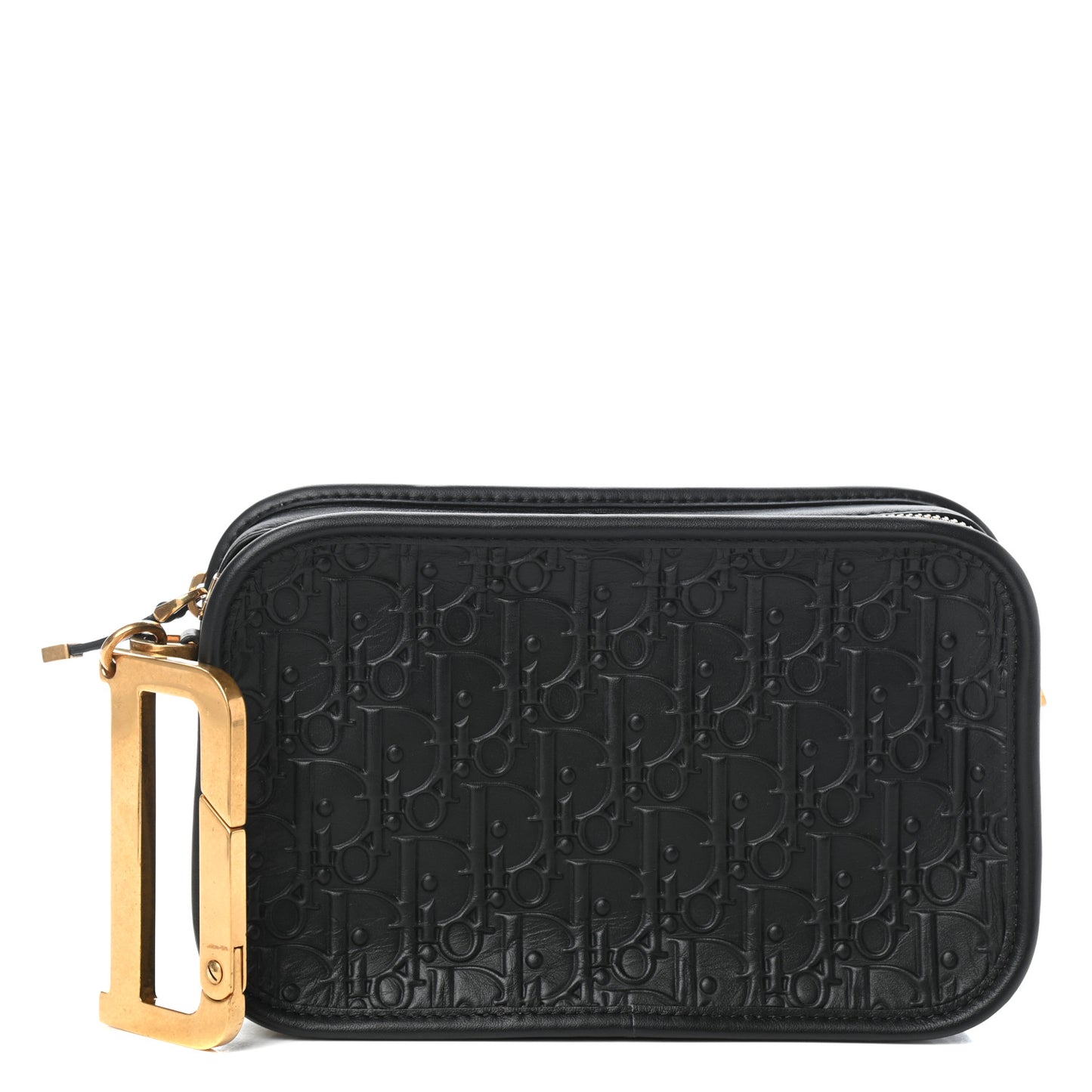 Calfskin Embossed Oblique Diorquake Clutch Black