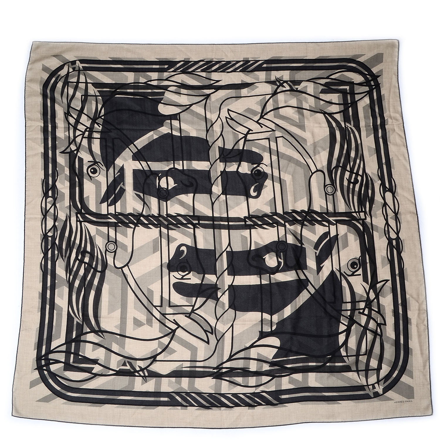 Hermes Cashmere Silk Quadridge Scarf 140 3 of 6