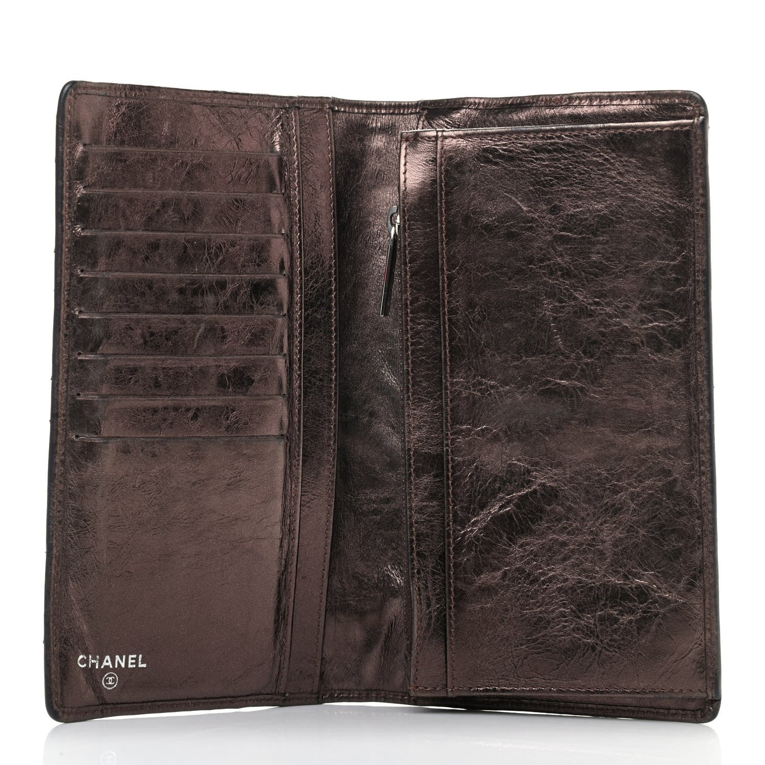 Chanel Aged Calfskin Quilted Cambon Yen Wallet Bronze 4 of 4