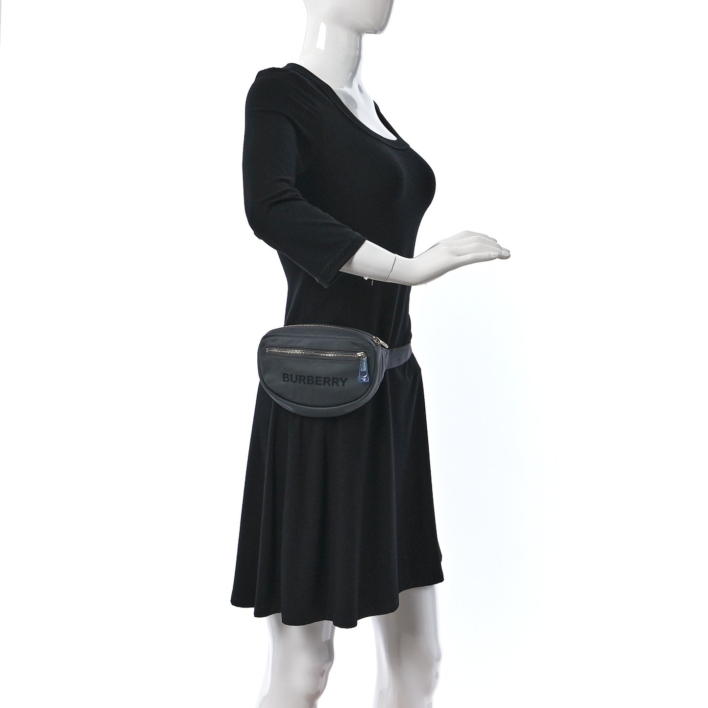 Econyl Logo Print Small Cannon Bum Bag Charcoal Grey