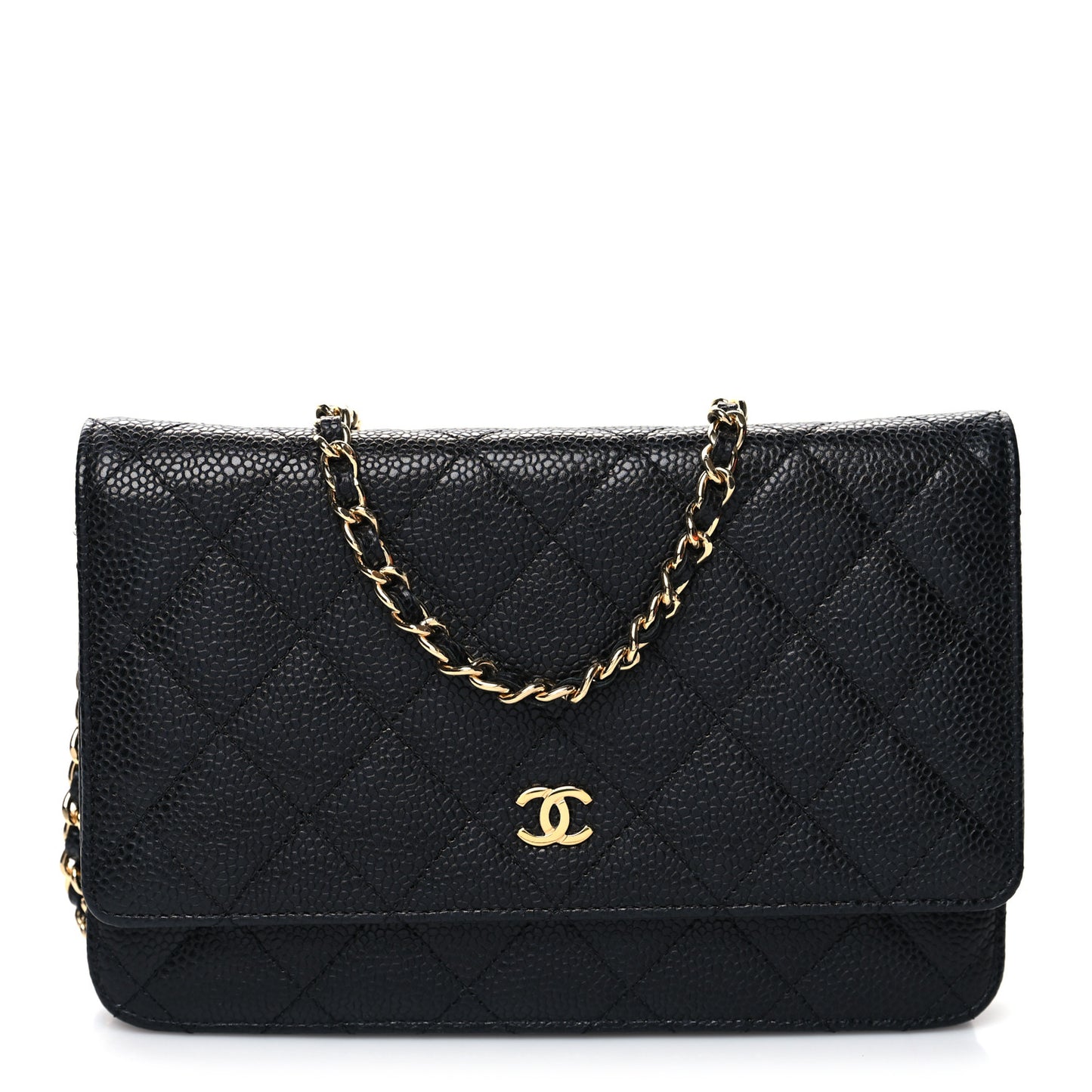 Caviar Quilted Wallet on Chain WOC Black