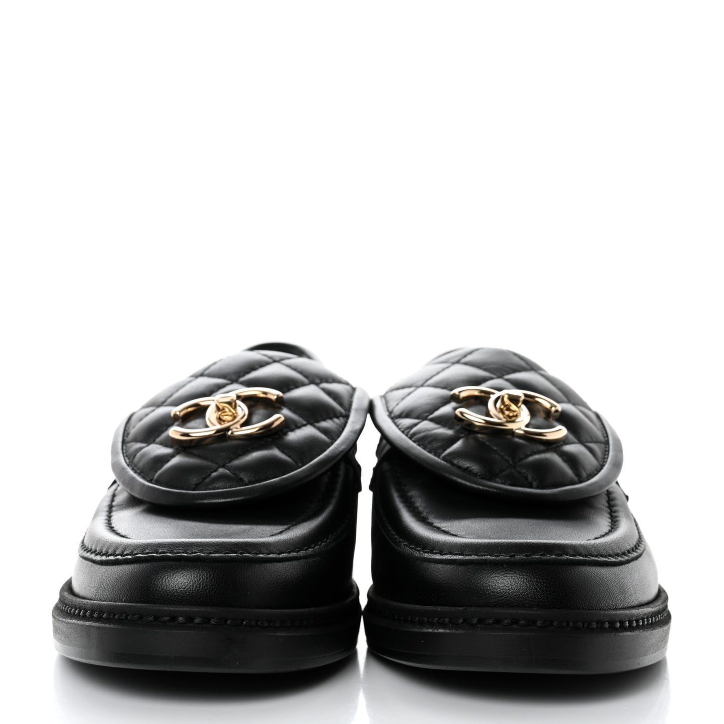 Lambskin Quilted CC Turnlock Loafers 37.5 Black