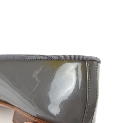 Chanel Patent Calfskin CC Cap Toe Ballerina Flats 35.5 Dark Grey 13 of 14