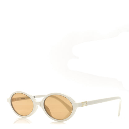 Miu Miu Acetate Oval Regard Sunglasses SMU04Z Milky White 1 of 6