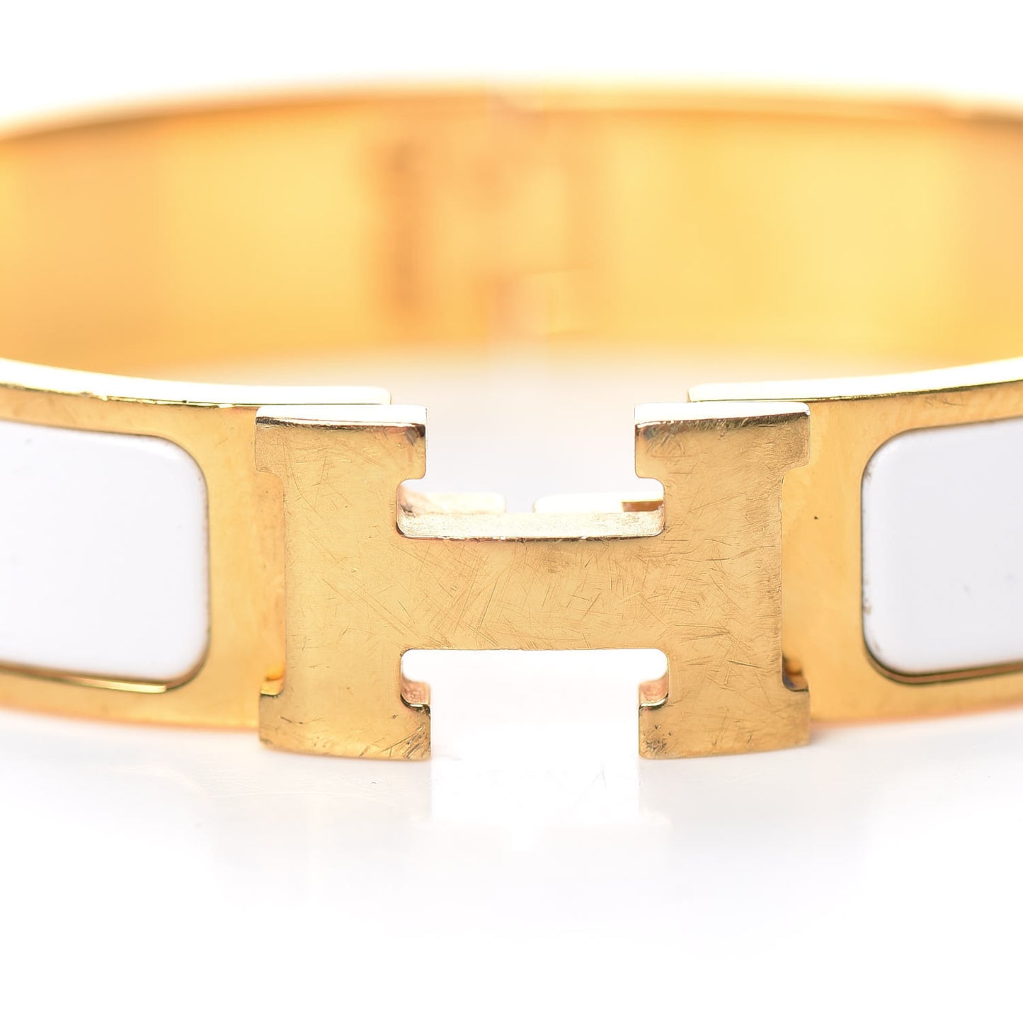 Enamel Narrow Clic Clac H Bracelet PM White