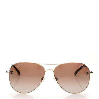 Chanel Aviator CC Sunglasses 4189-T-Q Gold 2 of 8
