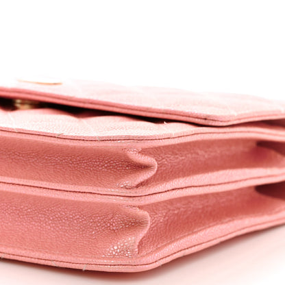 Chanel Iridescent Caviar Quilted Square Wallet On Chain WOC Rose Pink 11 of 12