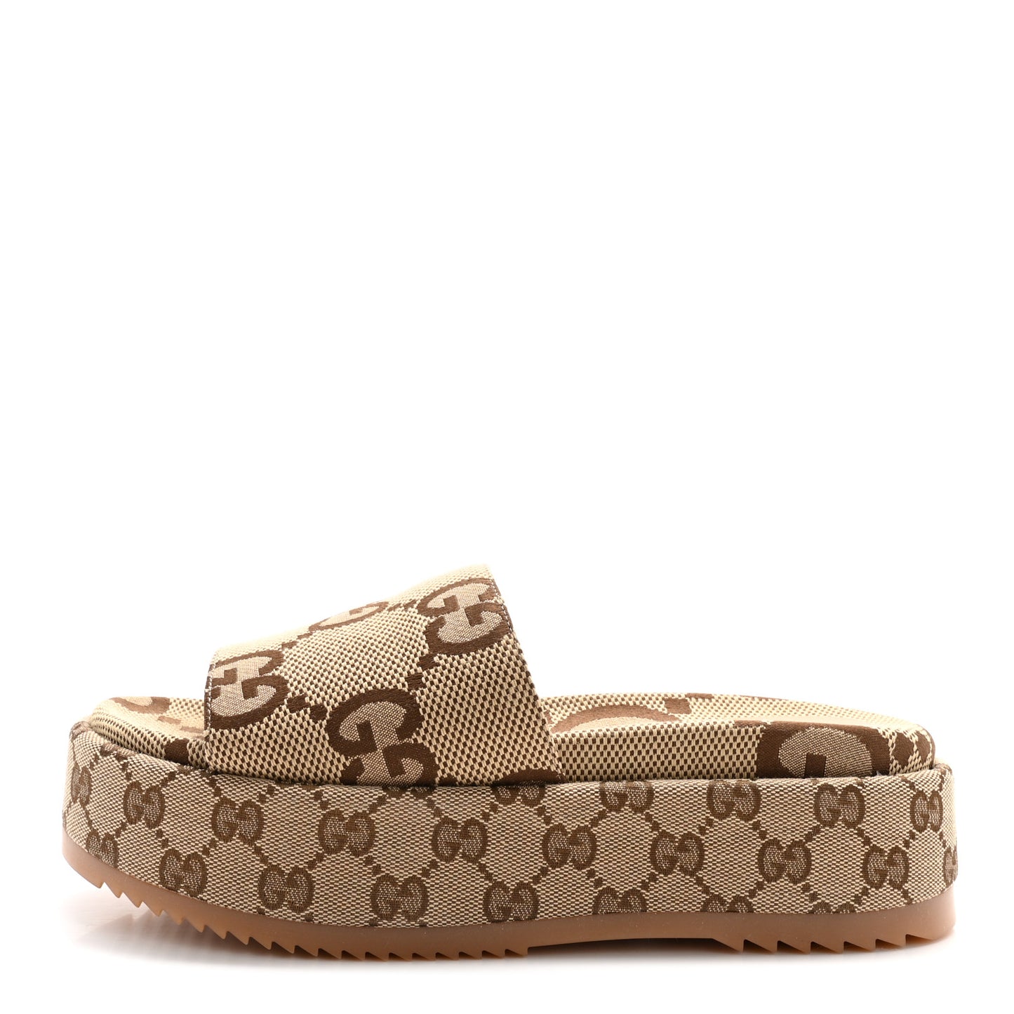Monogram Maxi GG Angelina Platform 55mm Slide Sandals 38 Camel Ebony