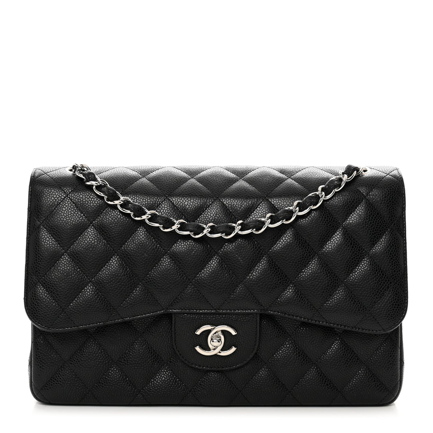 Caviar Quilted Jumbo Double Flap Black