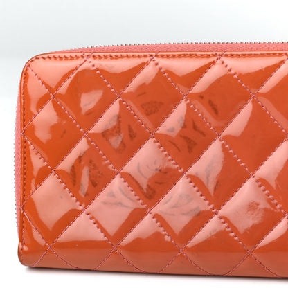 Chanel Patent Quilted Brilliant Zip Around Wallet Coral 8 of 8