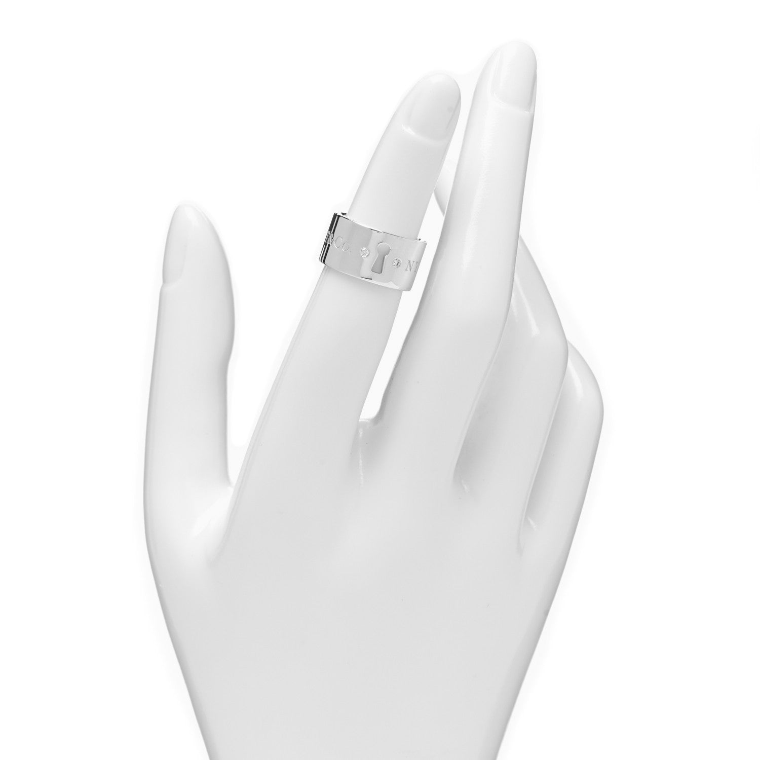 Tiffany Sterling Silver Diamond Wide Locks Band Ring 47 4 2 of 5
