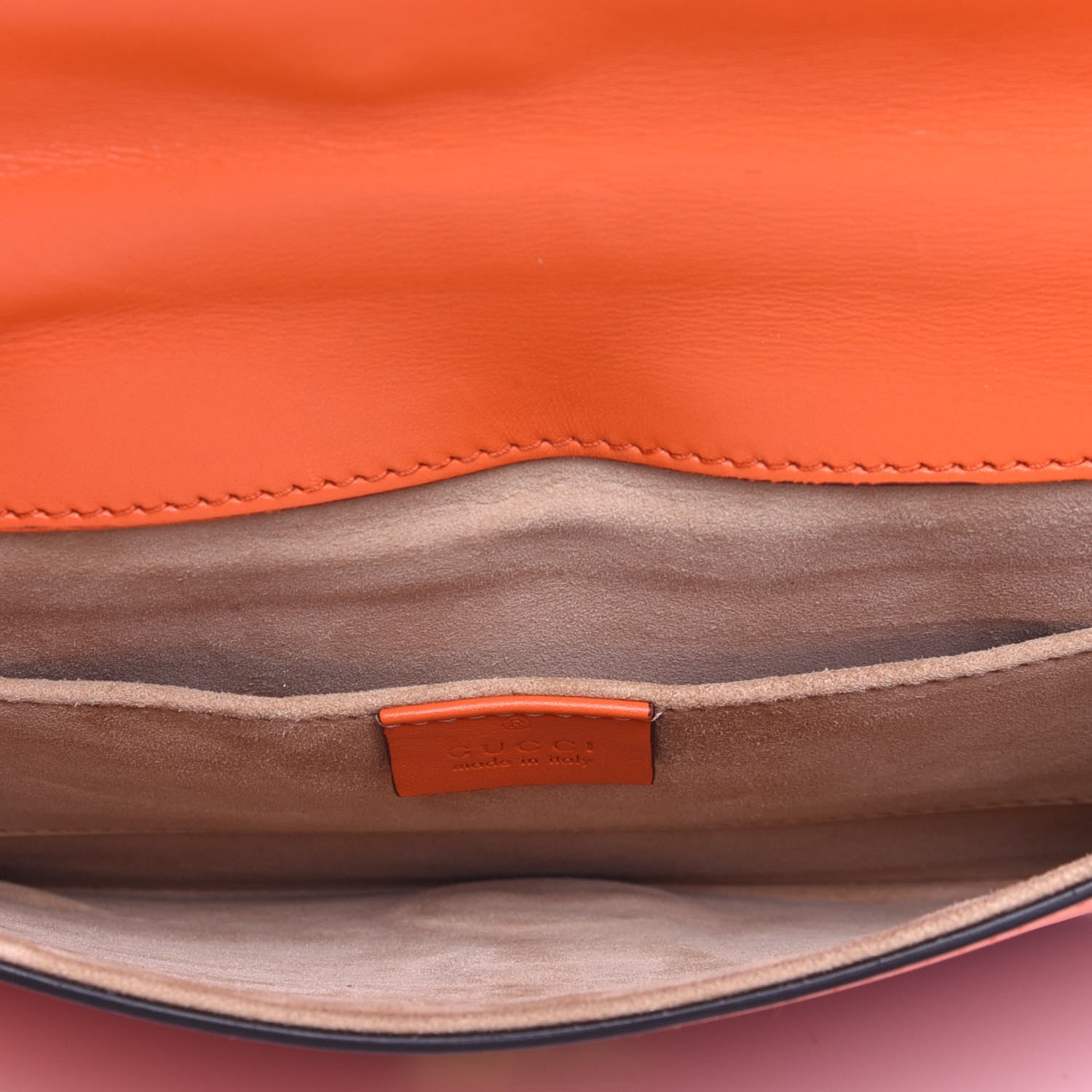 Gucci Calfskin Small Sylvie Wristlet Clutch Orange 5 of 12
