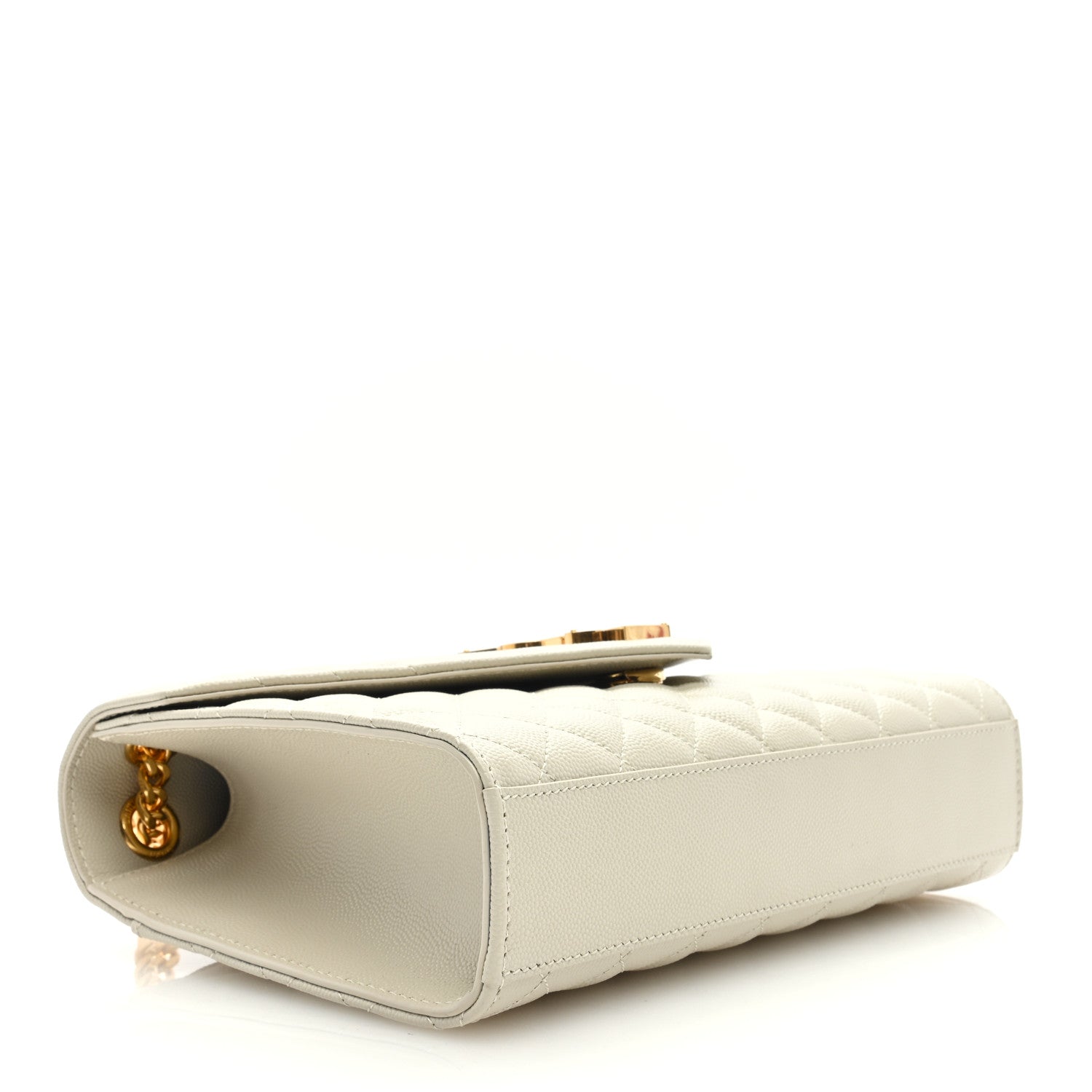 Saint Laurent Grain De Poudre Textured Mixed Matelasse Medium Triquilt Monogram Satchel Crema Soft 4 of 9