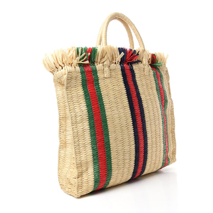 Gucci Raffia Linen Web Cestino Tote Bag 3 of 10