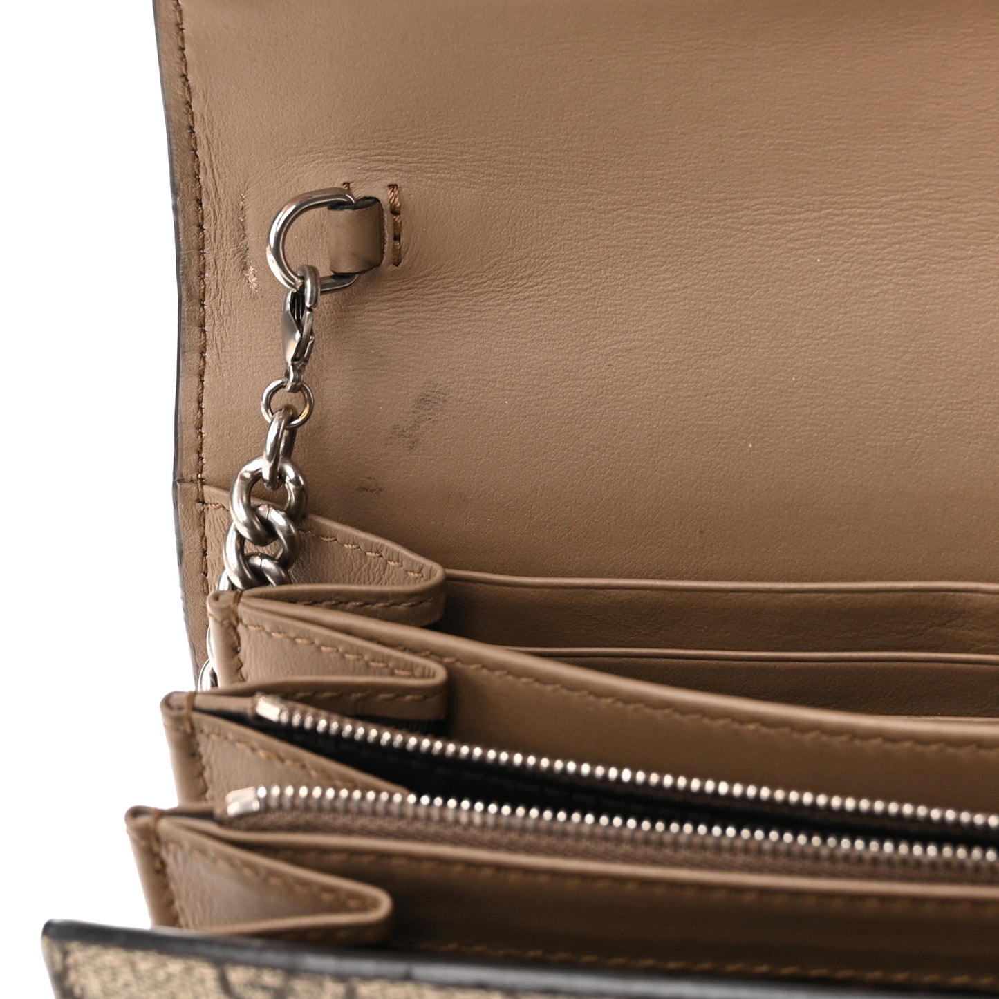 GG Supreme Monogram Mini Dionysus Chain Wallet Beige Taupe