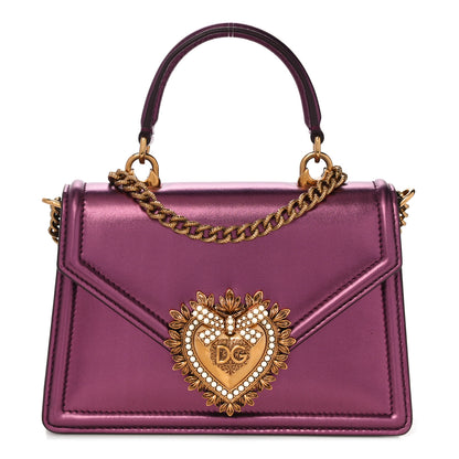Dolce & Gabbana Metallic Nappa Small Devotion Top Handle Bag Purple 1 of 11