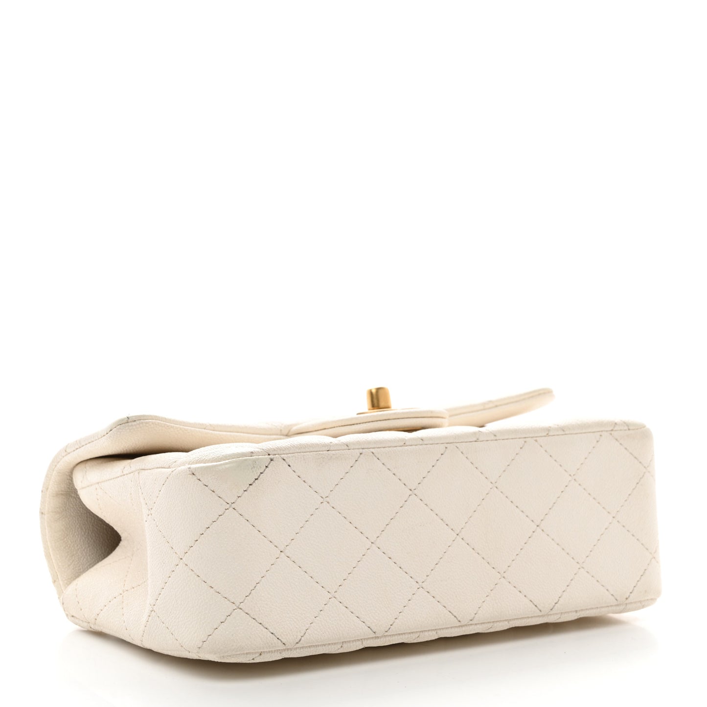 Caviar Quilted Mini Top Handle Rectangular Flap White