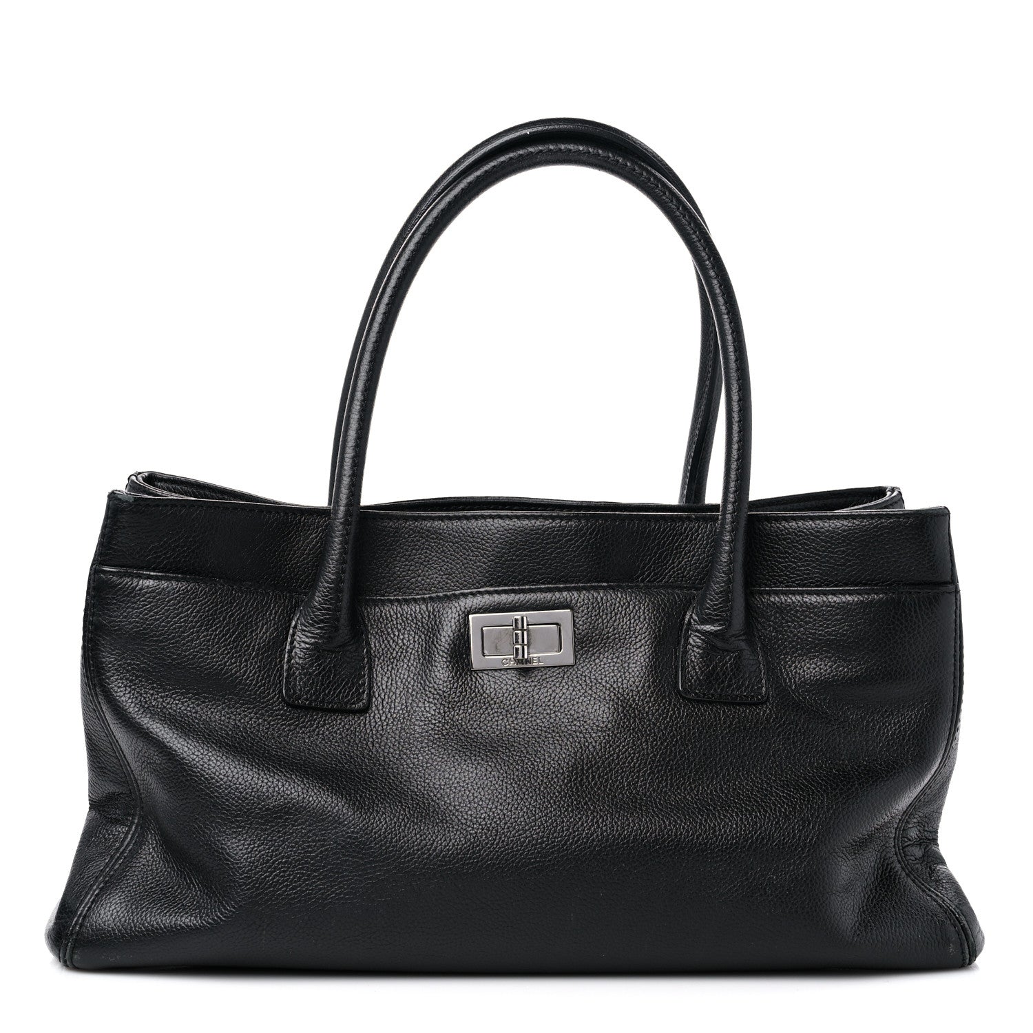 Chanel Calfskin Mademoiselle Lock Cerf Shopper Tote Black 2 of 15