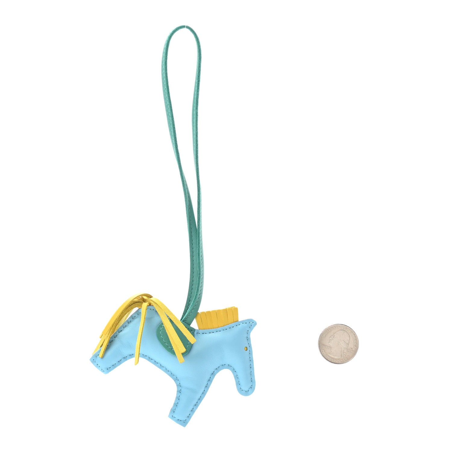Hermes Milo Lambskin Grigri Rodeo Horse Bag Charm PM Bleu Celeste Lime Malachite 2 of 3