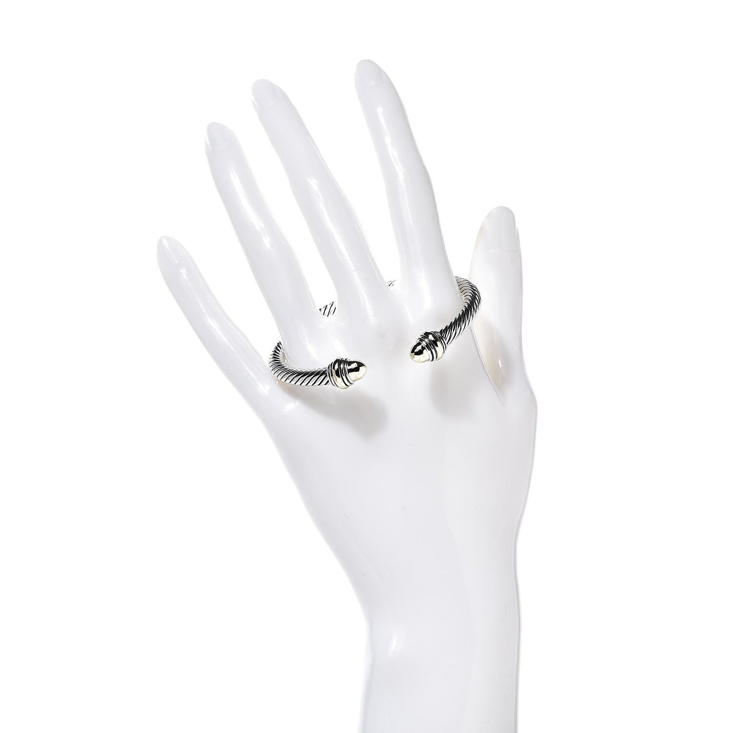Sterling Silver 14K Yellow Gold 5mm Cable Classics Dome Bracelet