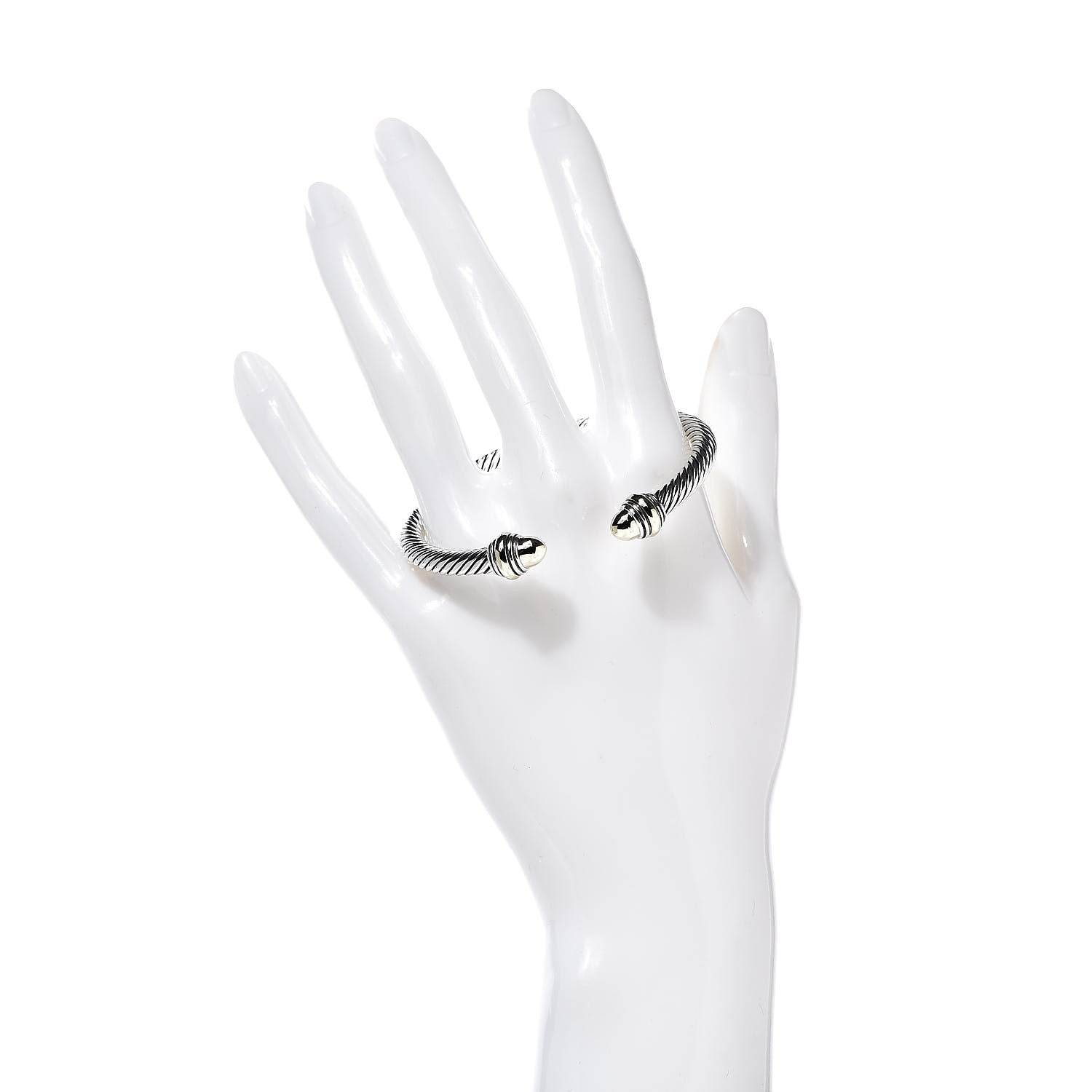 David Yurman Sterling Silver 14K Yellow Gold 5mm Cable Classics Dome Bracelet 2 of 5