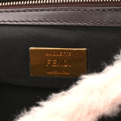 Fendi Shearling Vitello Dolce Leopard Print Large Baguette Pink Brown Multicolor 6 of 13
