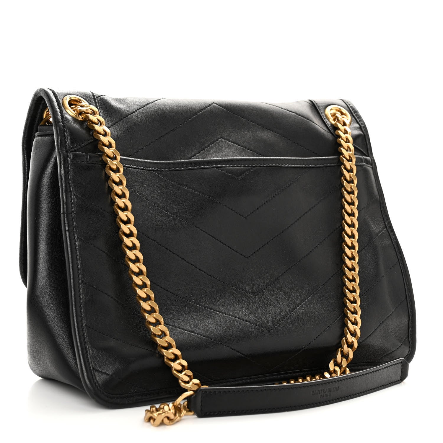 Saint Laurent Lambskin Matelasse Monogram Medium Niki Chain Satchel Black 3 of 9