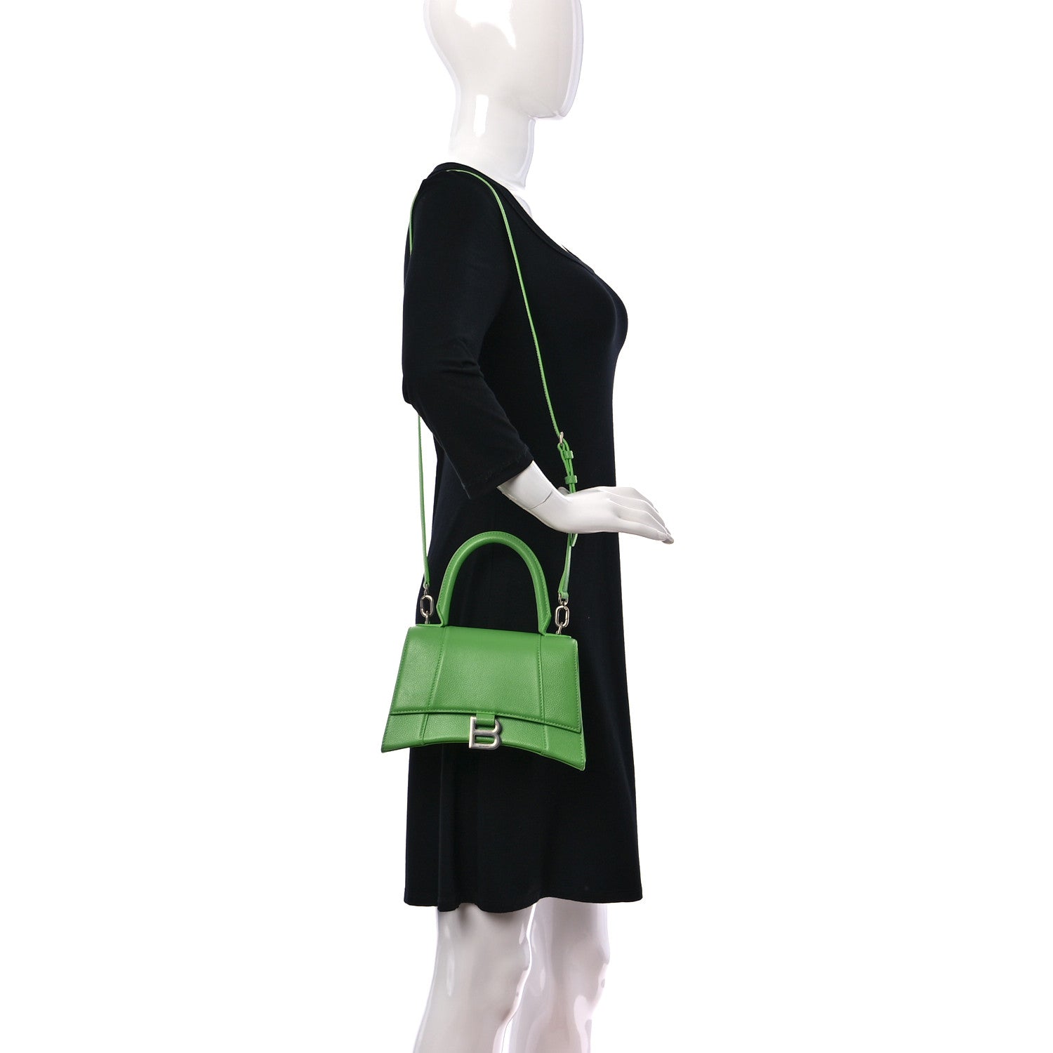 Balenciaga Grained Calfskin Small Hourglass Top Handle Bag Light Green 2 of 10
